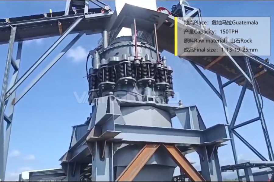 Línea de producción de trituración de roca de 150 t/h para descarga precisa de 1, 13, 19 y 25 mm en Guatemala